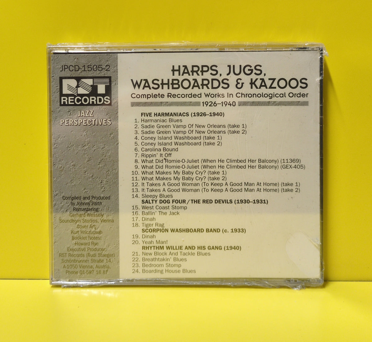 Various  - Harps, Jugs, Washboards & Kazoos (1926-1940) - 1994 - JPCD-1505-2 New - Sealed - CDs