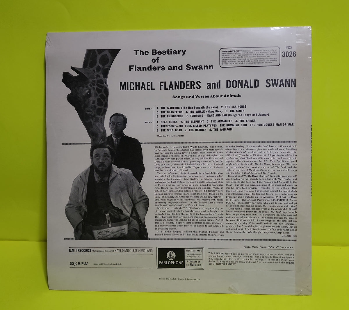 Michael Flanders and Swann - The Bestiary of Flanders and Swann - 1962 - PCS 3026 New - Sealed - Vinyl