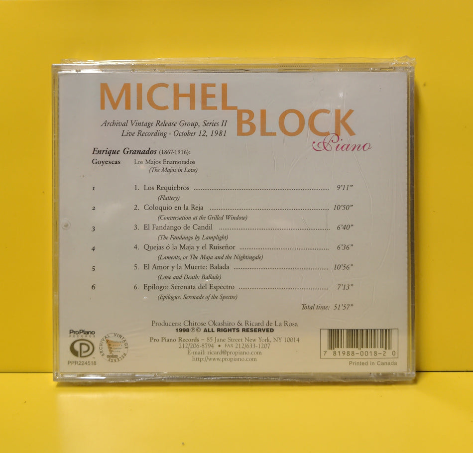 Michel Block, Enrique Granados - Granados: Goyescas - 1998 - PPR224518 New - Sealed - CDs