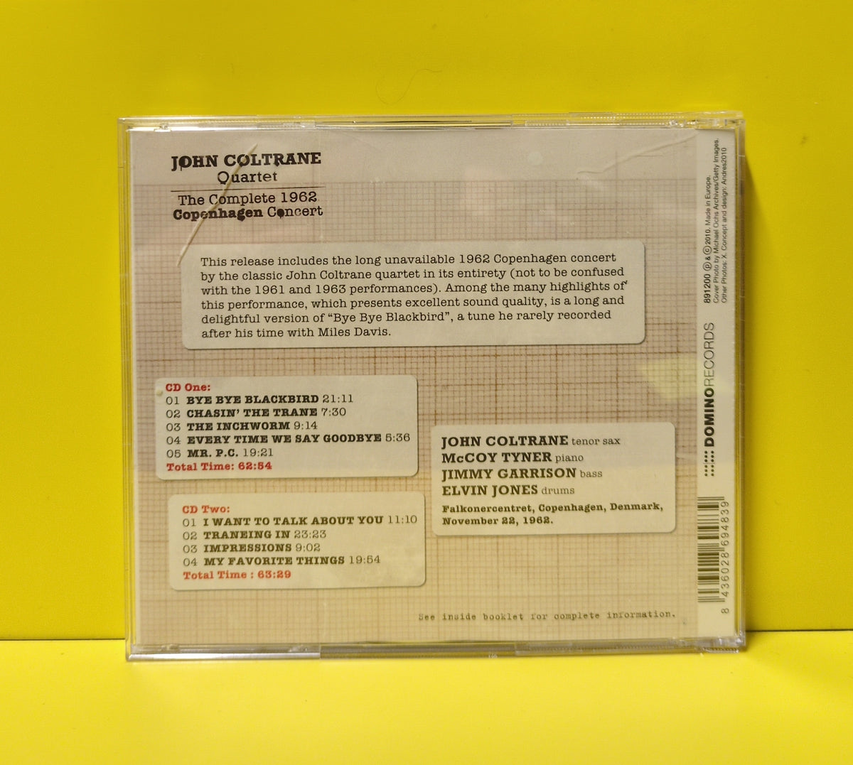 John Coltrane Quartet - The Complete 1962 Copenhagen Concert - 2010 - 891200 Used - EX - 2xCD