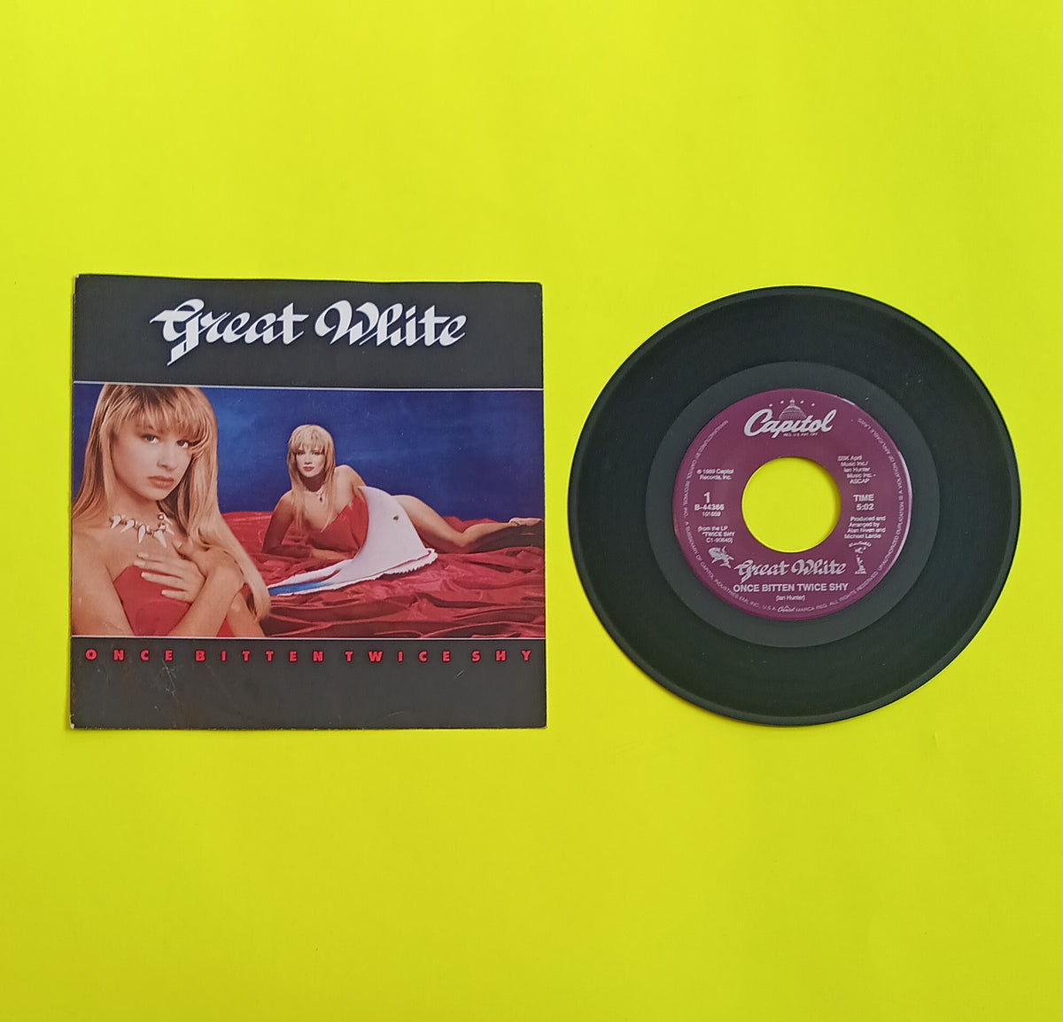 Great White - Once Bitten Twice Shy / Slow Ride - 1989 - B-44366 Used - VG++ - 7" Vinyl