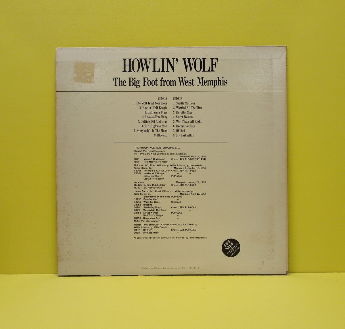 Howlin' Wolf - The Big Foot From West Memphis - 1985 - PLP-6062 Used - VG++ - Vinyl