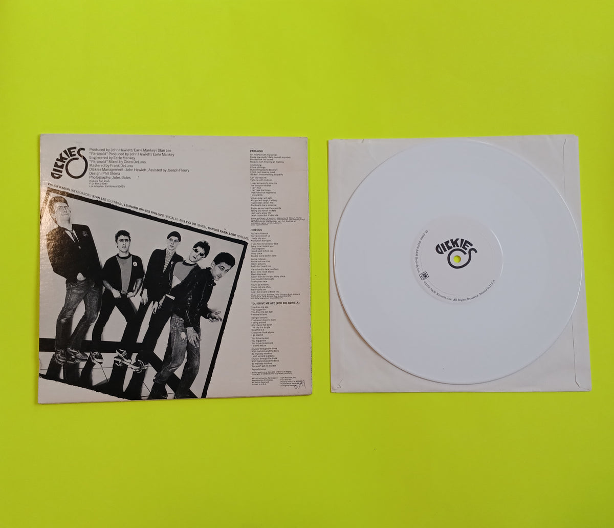 The Dickies - Paranoid Hideous You Drive Me Ape - 1978 - SP 12008 Used - EX White 10" Vinyl