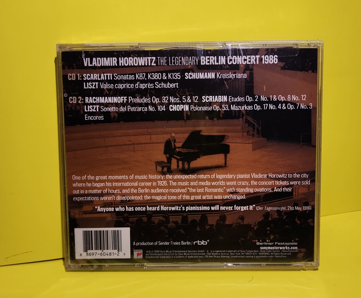 Horowitz - The Legendary Berlin Concert 18th May 1986 - 2009 - 88697604812 New - Sealed - CDs