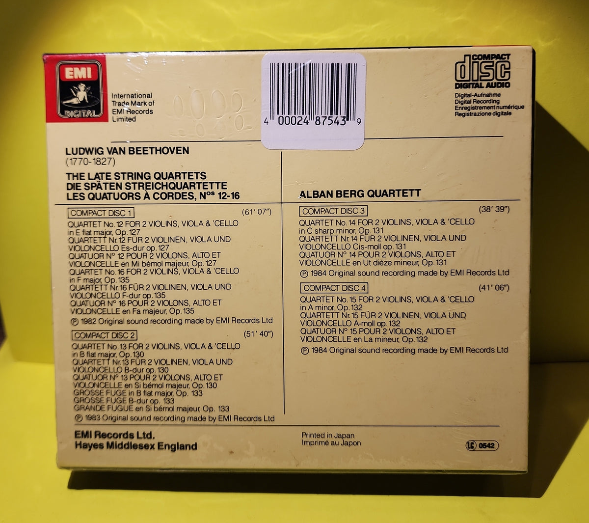 Beethoven, Alban Berg Quartet  - Die Spaton Syreichqurtette = The Late String Quartets - 1983 - CDS 7 47135 8 New - Sealed - CDs