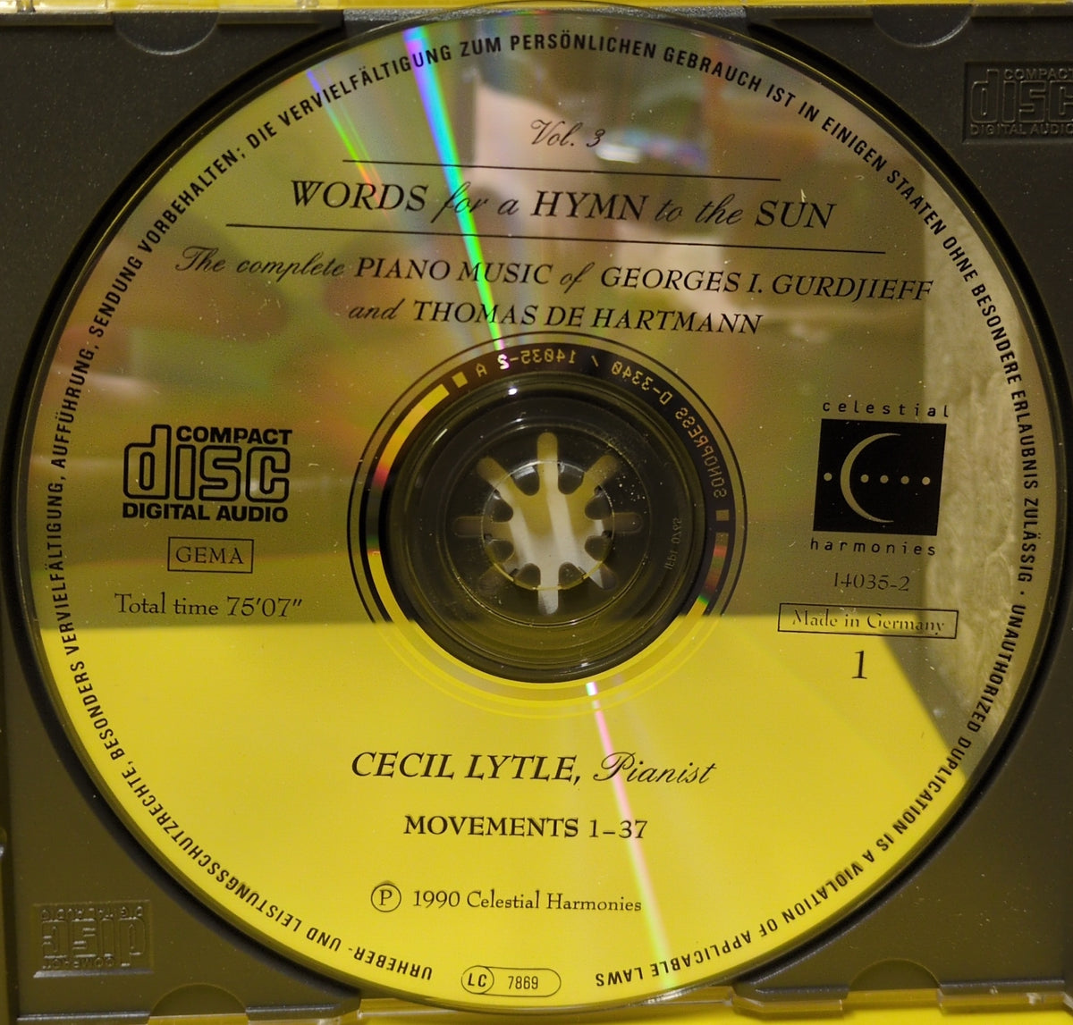 Georges I. Gurdjieff, Thomas De Hartmann, Cecil Lytle - Words For A Hymn To The Sun: The Complete Piano Music Of Georges I. Gurdjieff And Thomas De Hartmann Vol. 3 - 14035-2 Used - VG++ - 2xCD