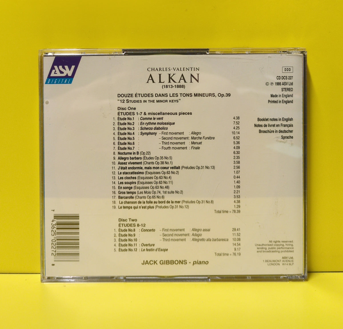 Alkan, Jack Gibbons - 12 Études Op. 39 - 1995 - CD DCS 227 Used - EX - 2xCD