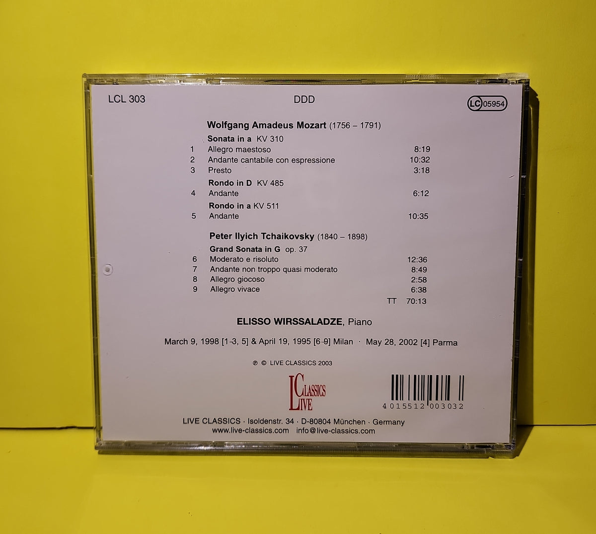 Elisso Wirssaladze - Elisso Plays Mozart & Tchaikovsky - 2003 - LCL 303 Used - EX - CDs