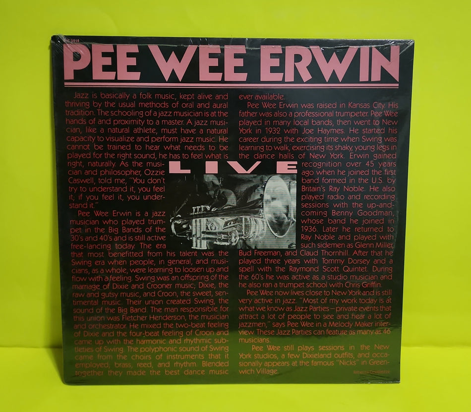 Pee Wee Erwin - Live - 1980 - PIC 3414 New - Sealed - Vinyl