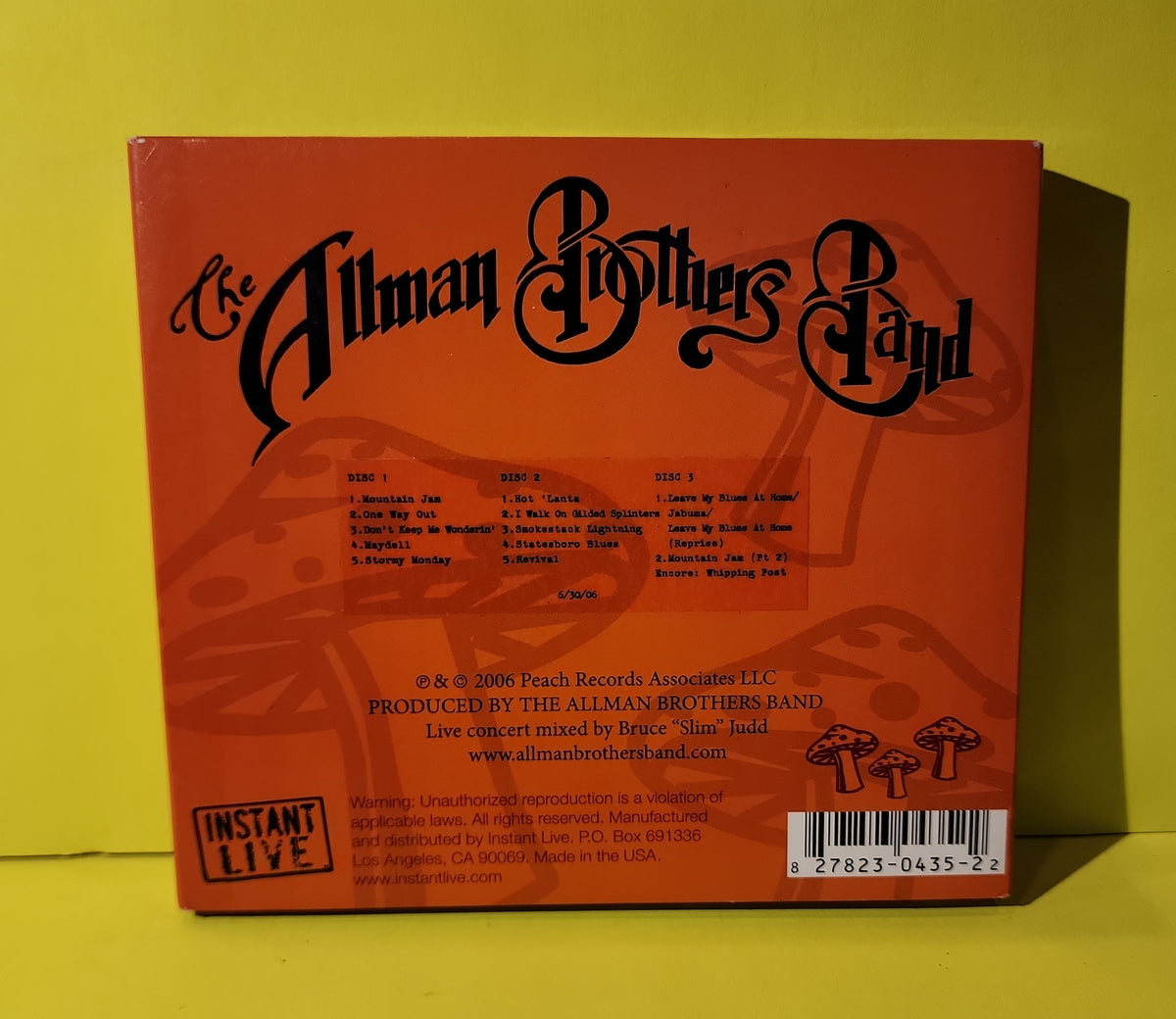 The Allman Brothers Band - House Of Blues Atlantic City, NJ 6/30/06 / CDR - 2006 - Used - VG++ - CDs