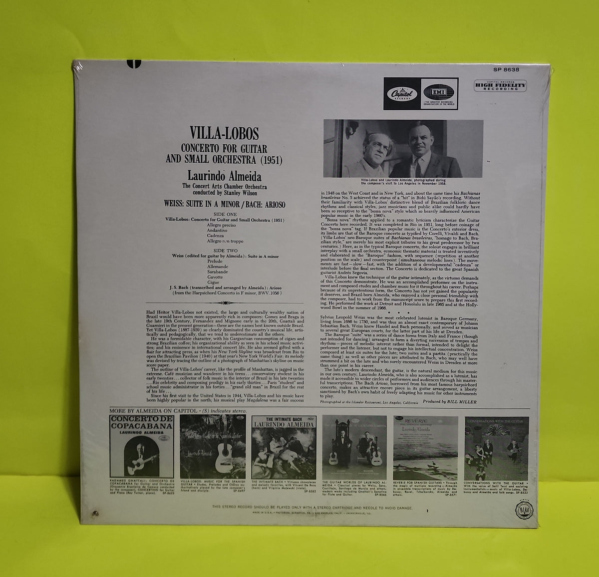 Laurindo Almeida - Villa-Lobos: Concerto For Guitar And Small Orchestra, Weiss - SP 8-8638 New - Sealed - Vinyl