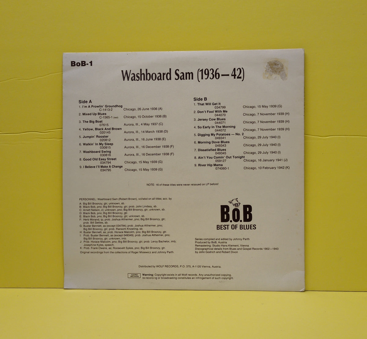 Washboard Sam - Best Of Blues 1936-1942 - BoB-1 Used - NM - Vinyl - Mono