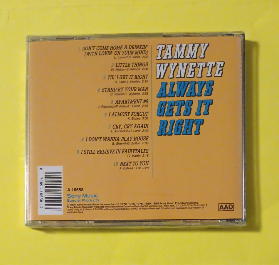 Tammy Wynette - Always Gets It Right - 1994 - A 16558 New - Sealed - CDs