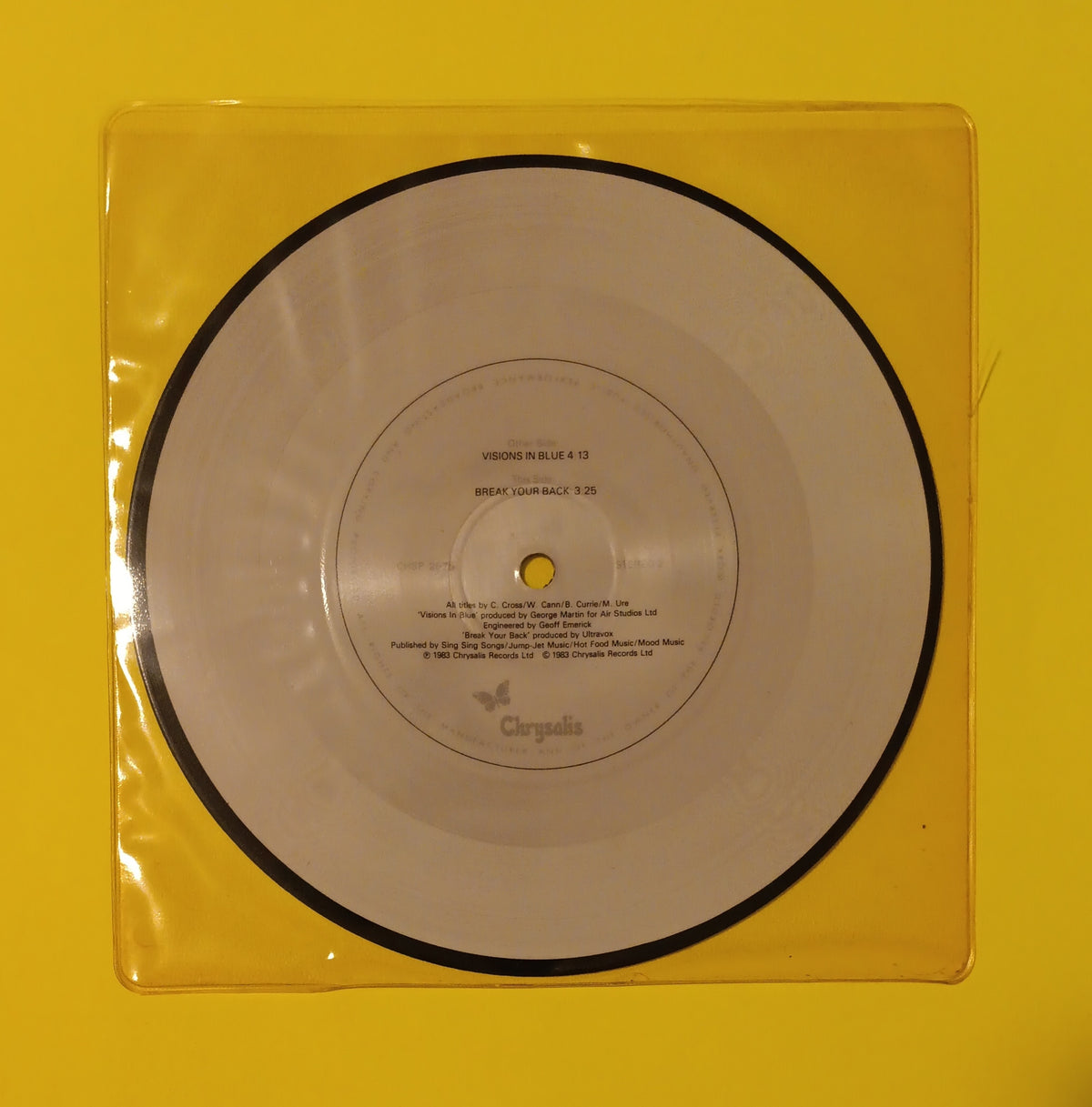 Ultravox - Visions in Blue (UK 7" Pic Disc) - 1983 - CHSP 2676 Used - VG+ - Vinyl