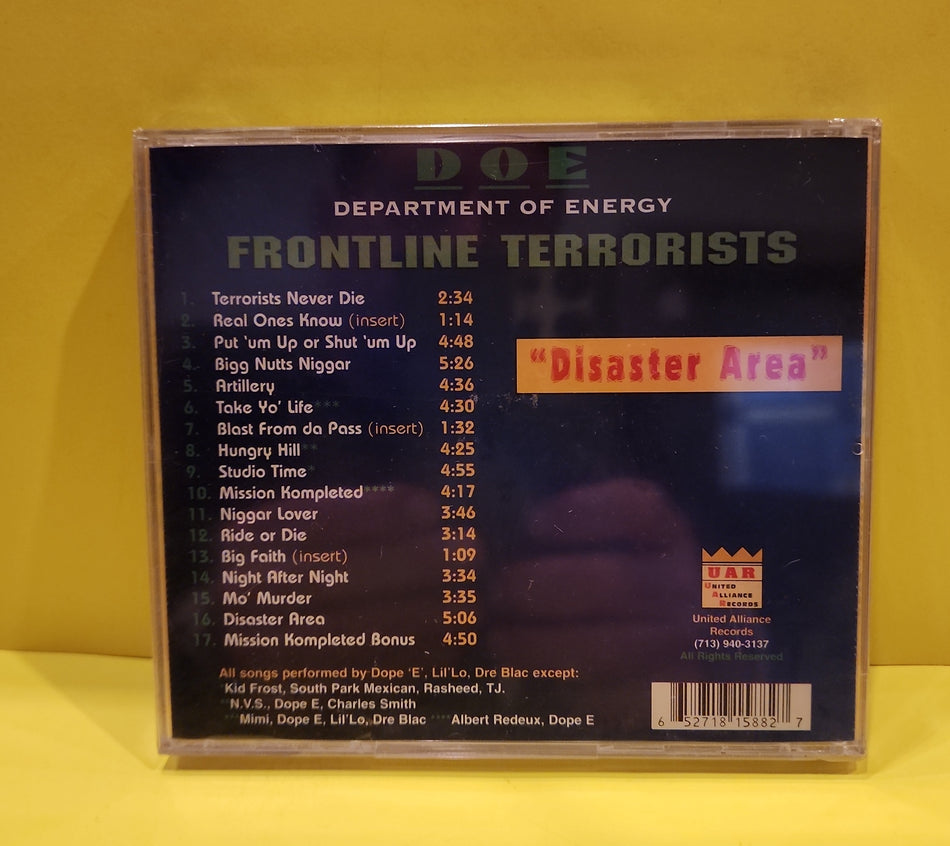 Frontline Terrorists  - DEO - Disaster Area - 1998 - UAR 1588 New - Sealed - CDs