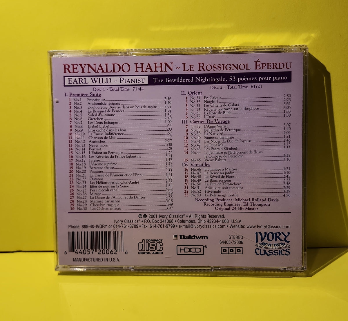 Earl Wild, Reynaldo Hahn - Le Rossignol Eperdu (Poèmes pour piano) - 2001 - 72006 Used - NM - CDs