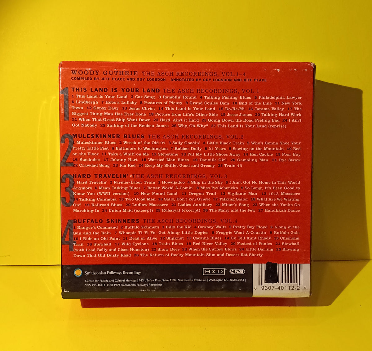 Woody Guthrie - The Asch Recordings Vol. 1-4 - 1999 - SFW CD 40112 Used - EX - CDs