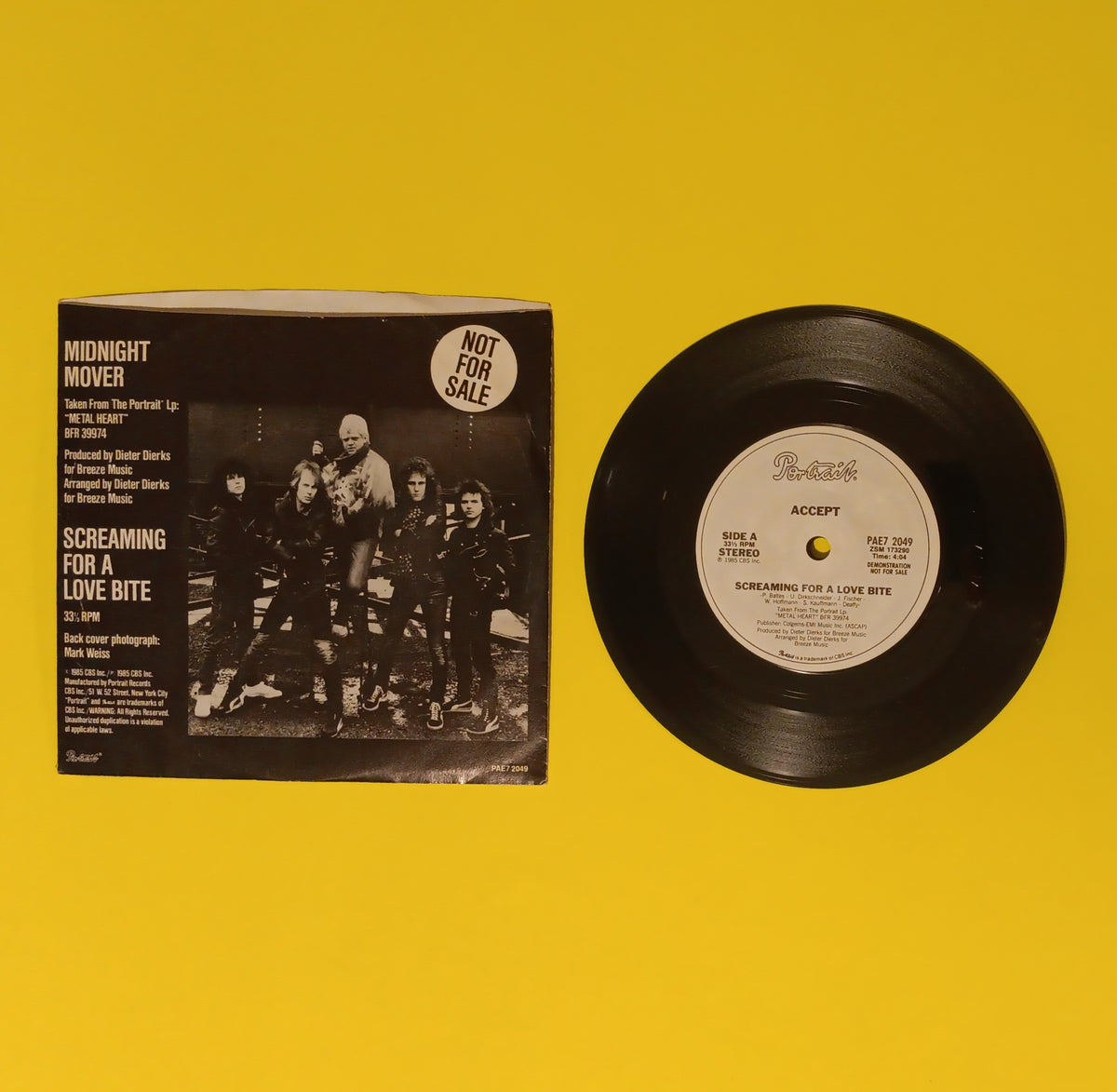 Accept - Accept This Free - 1985 Promo - PAE7 2049 Used - EX - 7" Vinyl