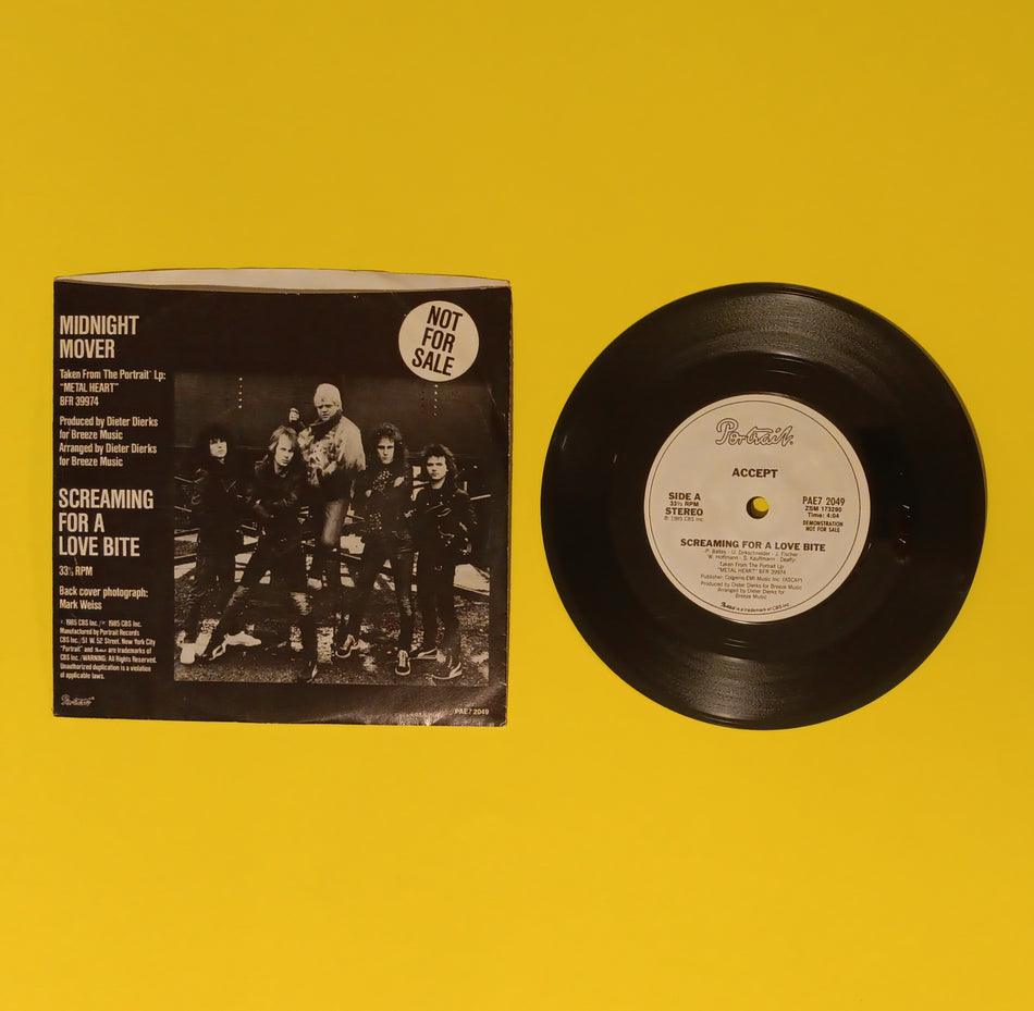 Accept - Accept This Free - 1985 Promo - PAE7 2049 Used - EX - 7" Vinyl