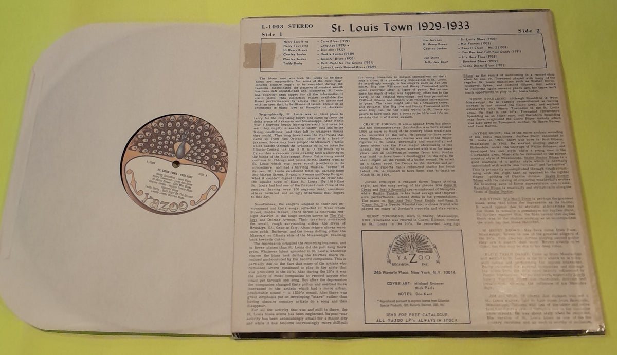 Various - St. Louis Town 1927 - 1932 -  - L-1003 Used - EX - Vinyl