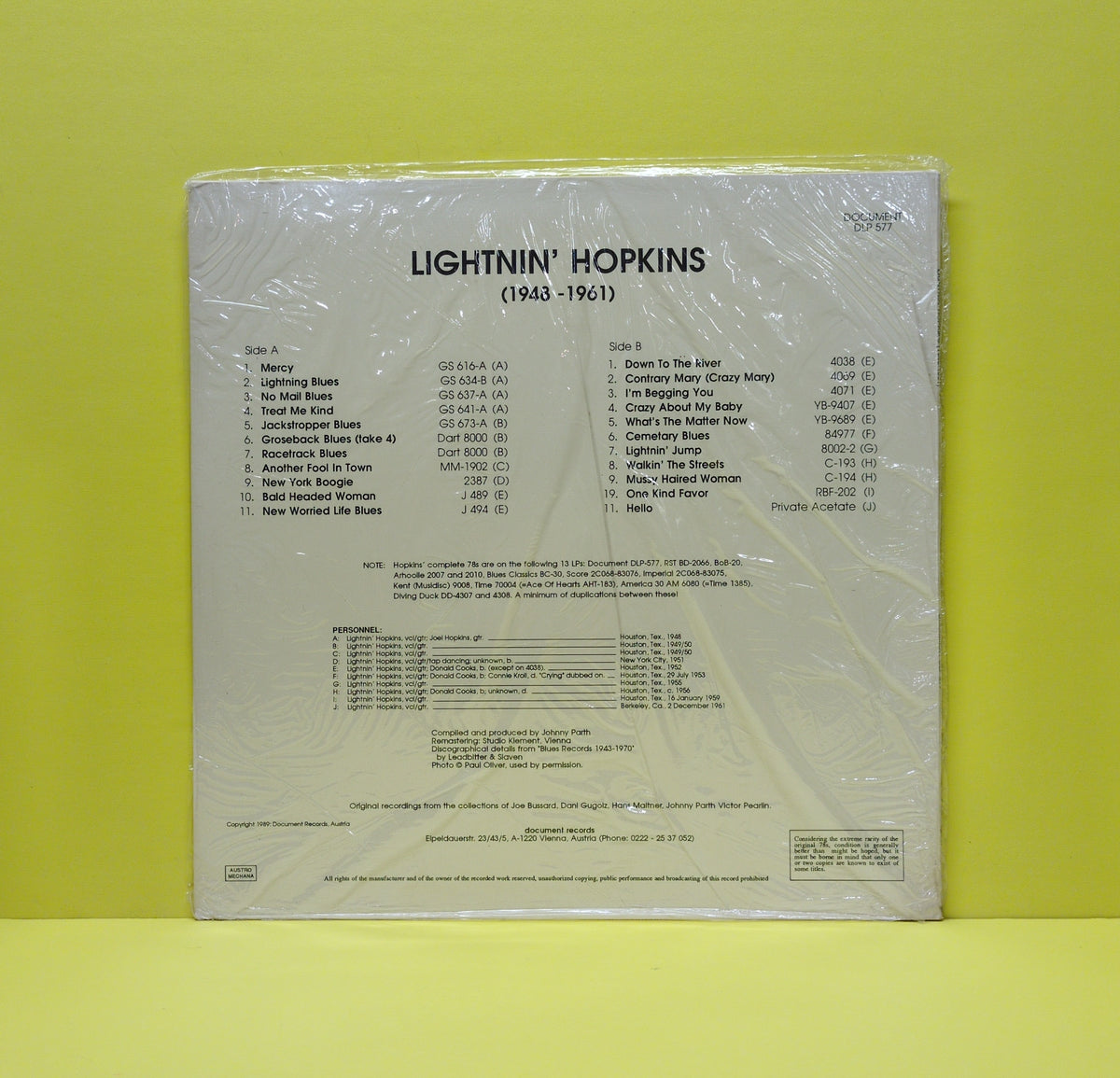 Lightnin' Hopkins - 1948-1961 - 1989 - DLP 577 Used - VG++ - Vinyl - Limited Edition