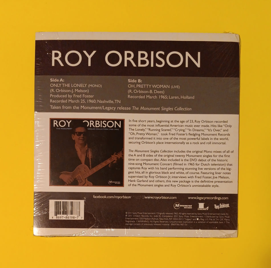 Roy Orbison - Only The Lonely (Mono) / Oh, Pretty Woman (Live) - 2011 - 88697861987-SV New - Sealed - 7" RSD Vinyl