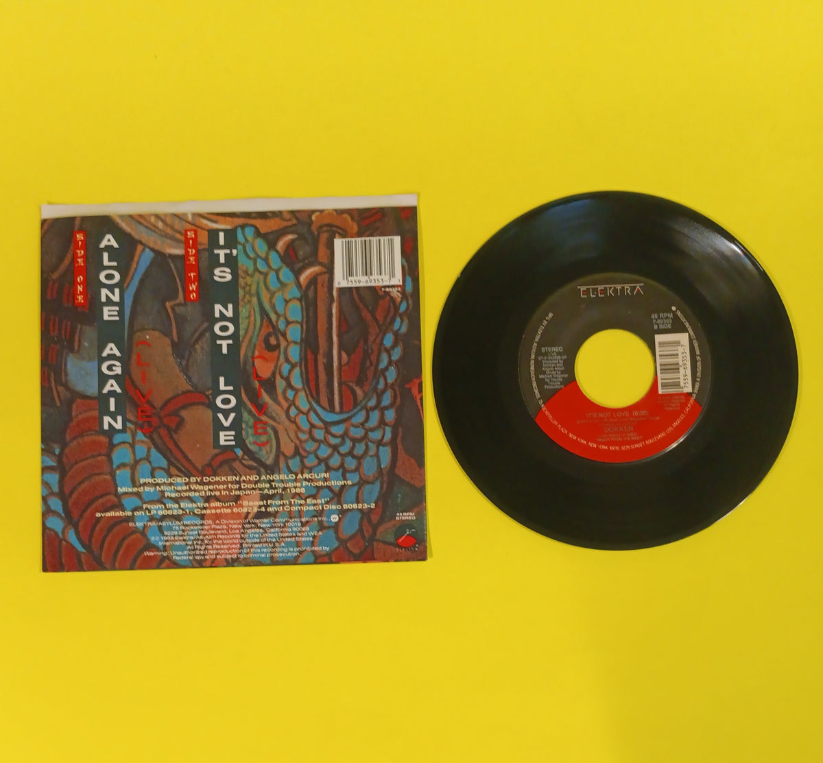 Dokken - Alone Again (Live) 7" - 1988 - 7-69353 Used - EX - Vinyl