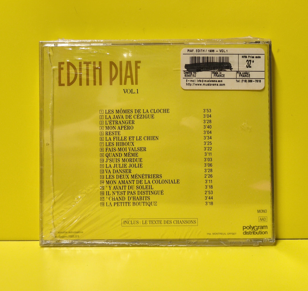 Edith Piaf - Vol. 1 - 1936 - 834 515-2 New - Sealed - CDs