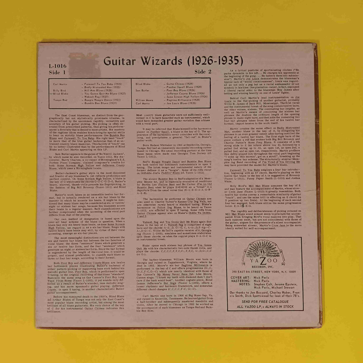 Various - Guitar Wizards 1926-1935 / OG Mono Black Label - 1969 - L-1016 Used - VG++ - Vinyl