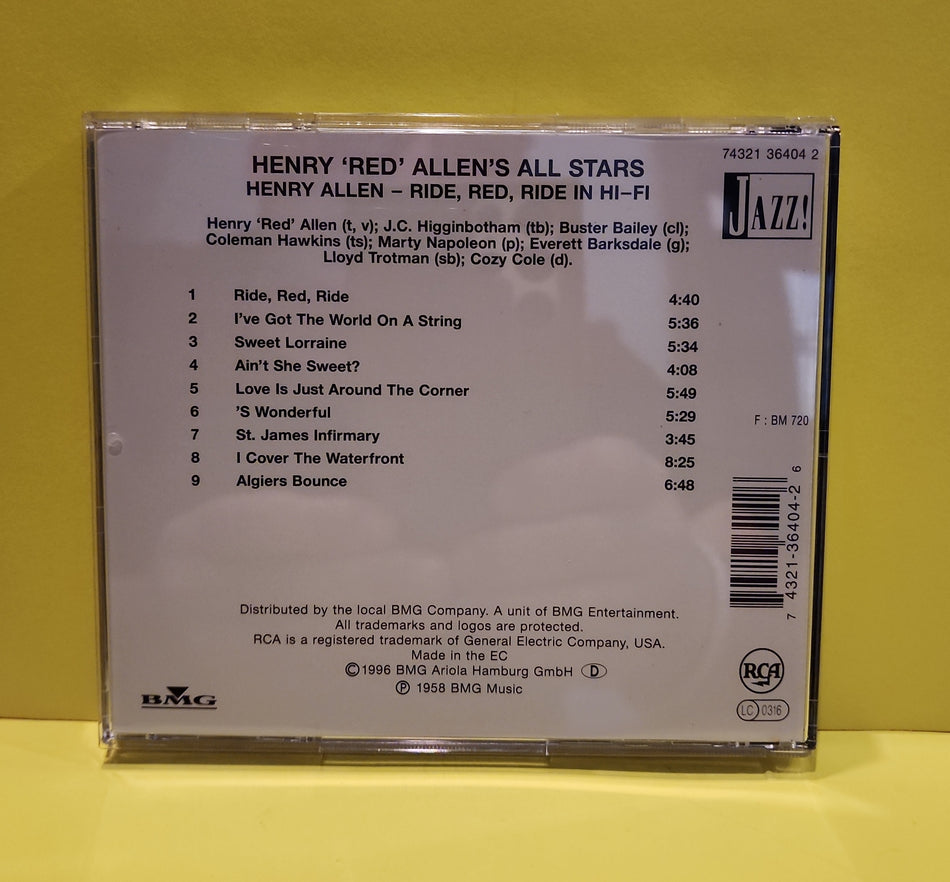 Henry "Red" Allen's All Stars - Ride, Red, Ride In Hi-Fi - 1996 - 74321 36404 2 Used - EX - CDs