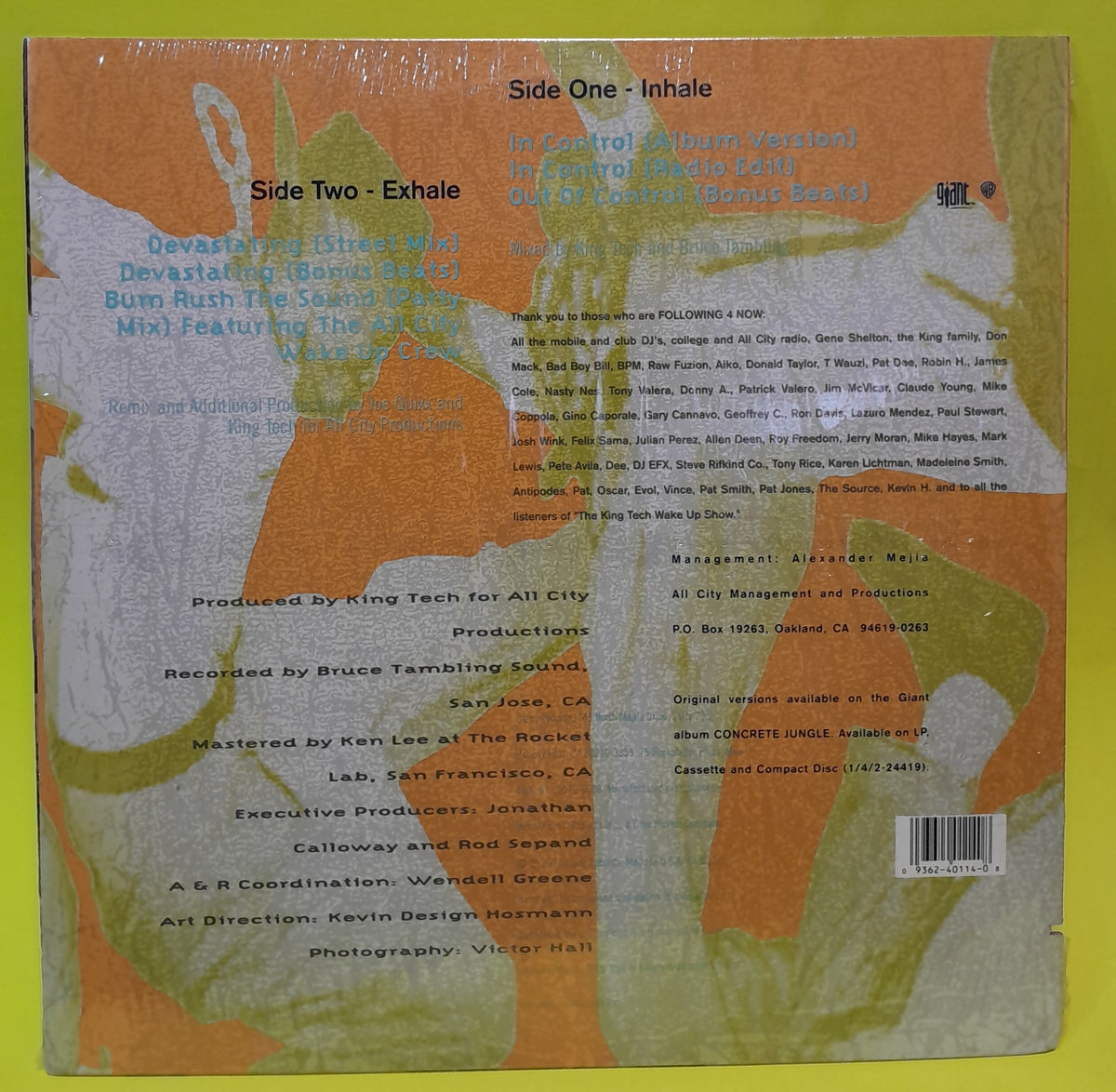 Sway & King Tech - In Control - 1991 - 0-40114 New - Sealed - Vinyl