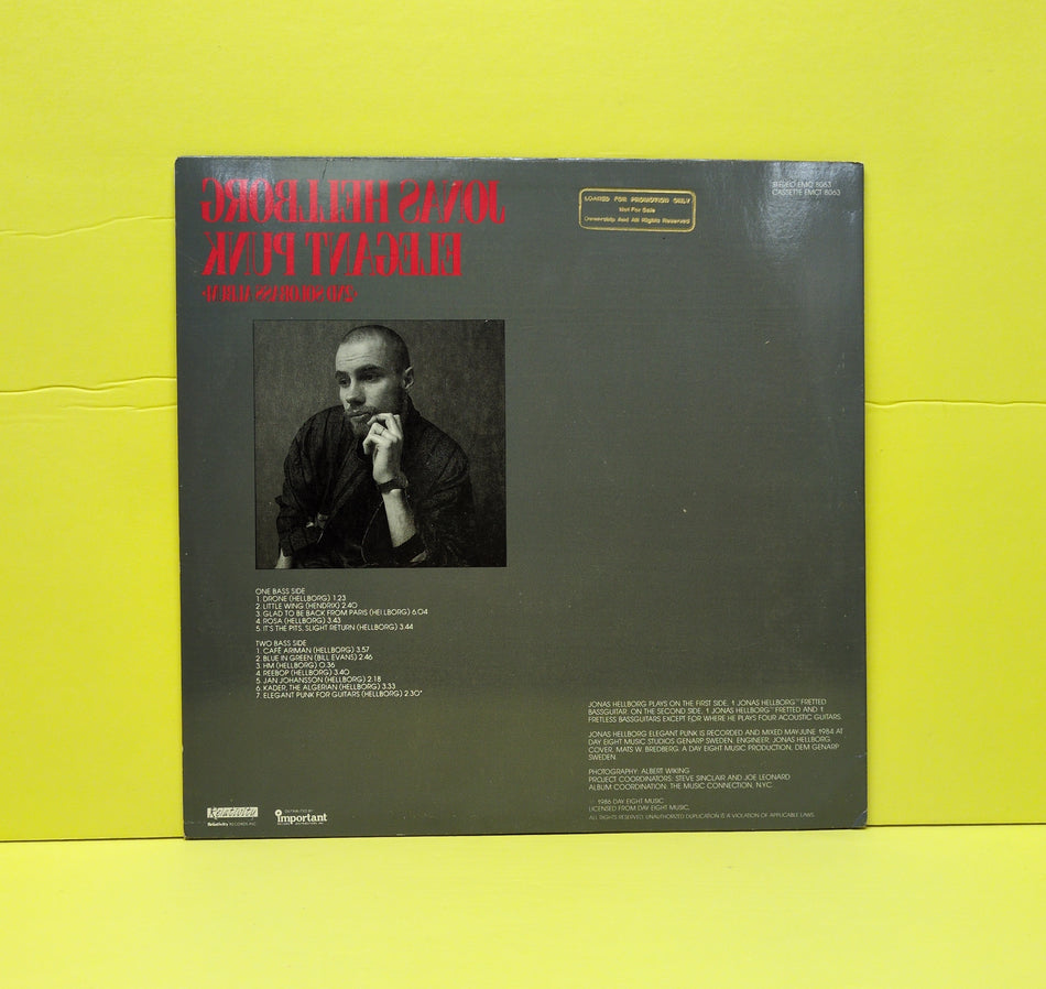Jonas Hellborg - Elegant Punk - 1986 - EMC 8063 Used - VG++ - Vinyl - Promo