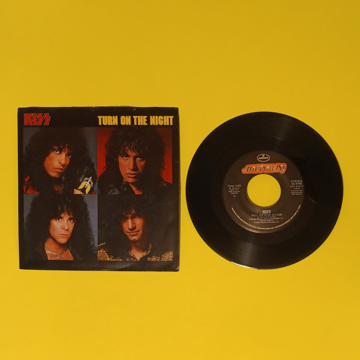 Kiss - Turn on the Night / Hell or High Water - 1988 - 870 215-7 Used - EX - 7" Vinyl