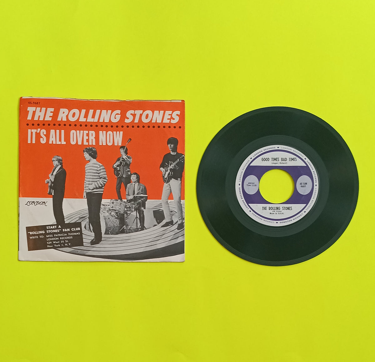 The Rolling Stones - It's All Over Now / Good Times Bad Times - 1964 - 45 LON 9687 Used - VG++ - 7" Vinyl