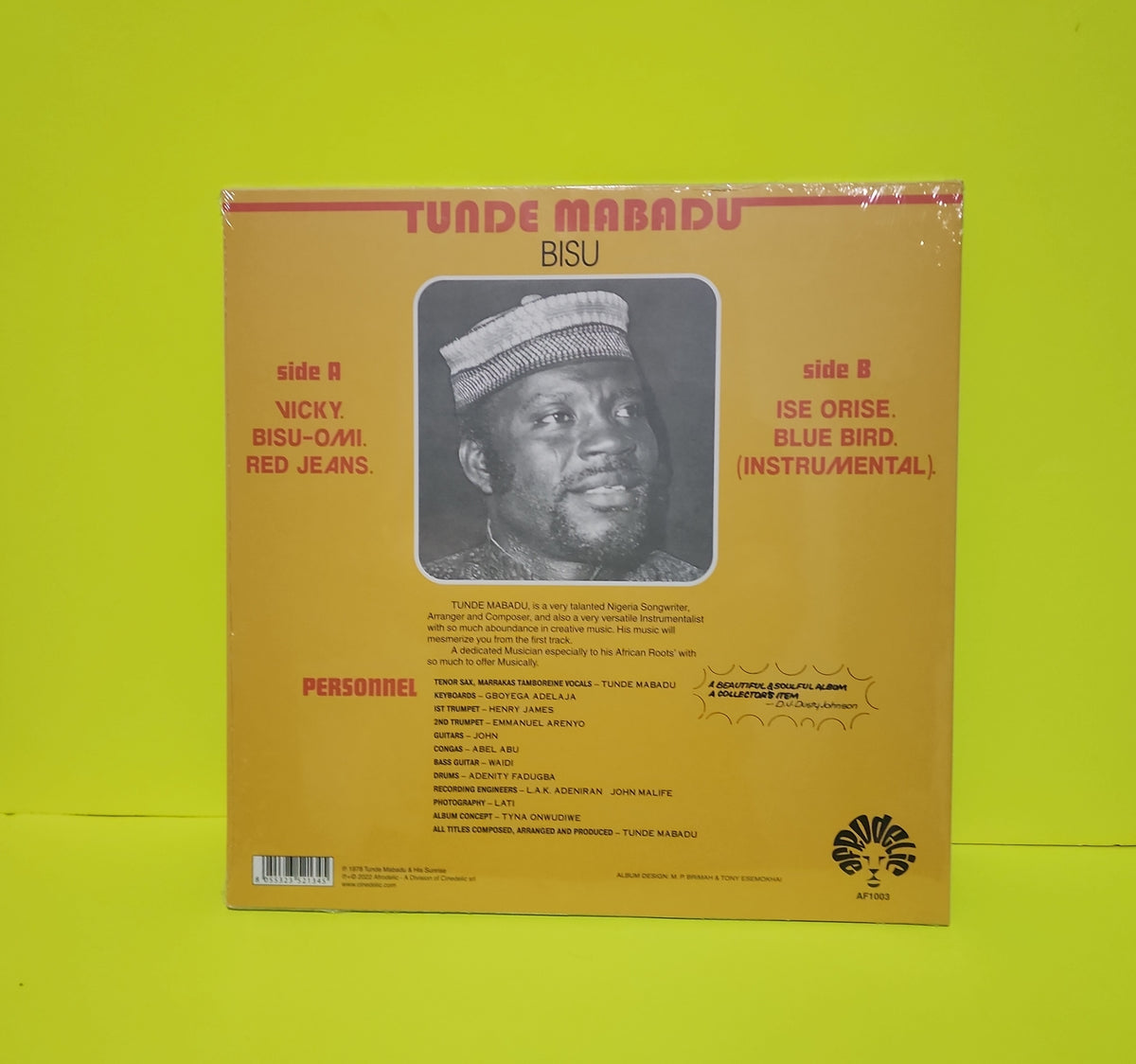 Tunde Mabadu & His Sunrise - Bisu - 2022 - AF 1003 New - Sealed - Vinyl