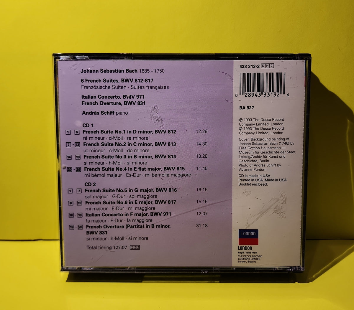 J.S. Bach / András Schiff - 6 French Suites BWV 812-817, Italian Concerto, French Overture - 1993 - 433 313-2 Used - EX - CDs