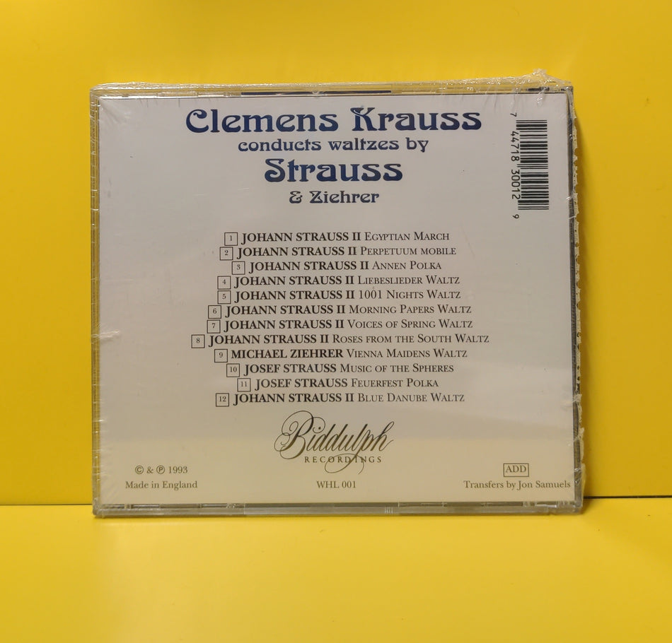 Clemens Krauss, Vienna Philharmonic Orchestra, Johann Strauss II, Josef Strauss, Michael Ziehrer - Clemens Krauss Conducts Waltzes By Strauss & Ziehrer - 1993 - WHL 001 New - Sealed - CDs