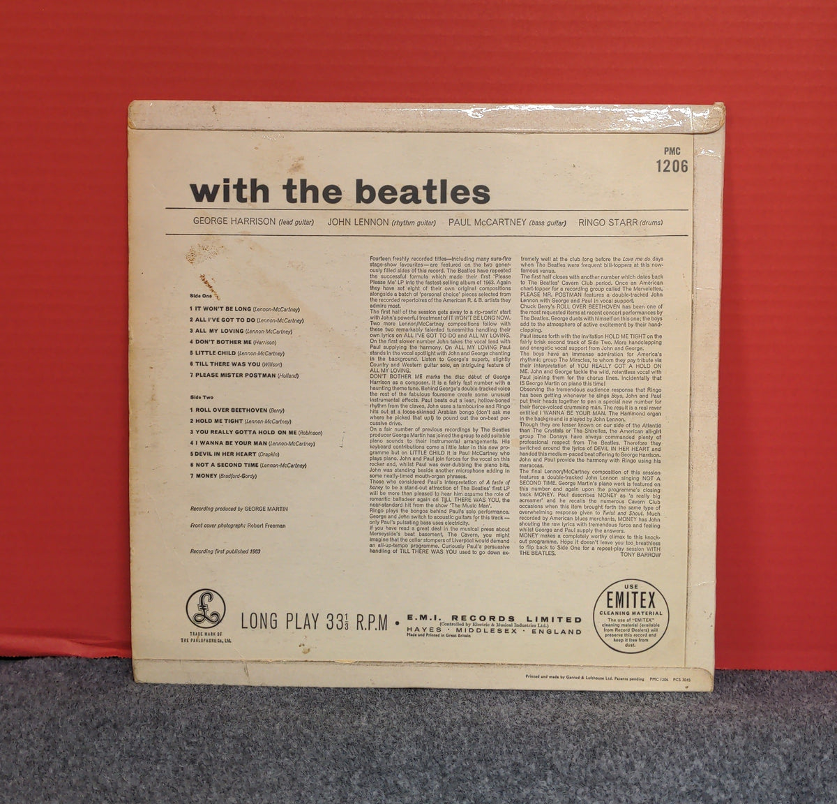 The Beatles  - With The Beatles  - 1963 - PMC 1206 Used - VG+ - Vinyl - Mono - UK - Jobete - KT - G&L Cover