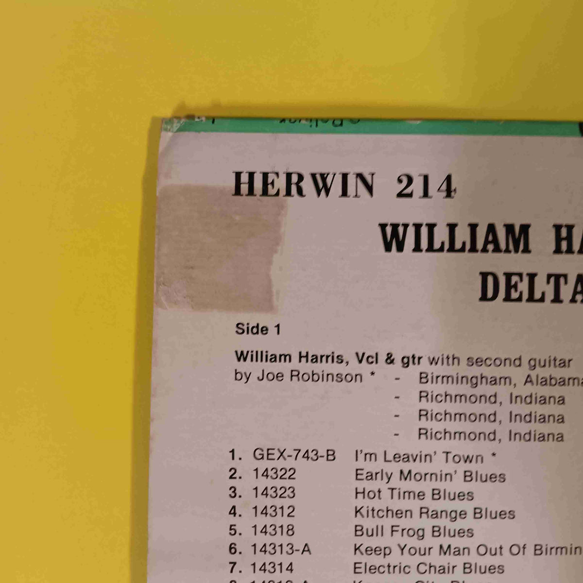 William Harris Blind Joe Reynolds Skip James - Delta Blues Heavy Hitters 1927-1931 - 1979 - H-214 Used - VG++ - Vinyl