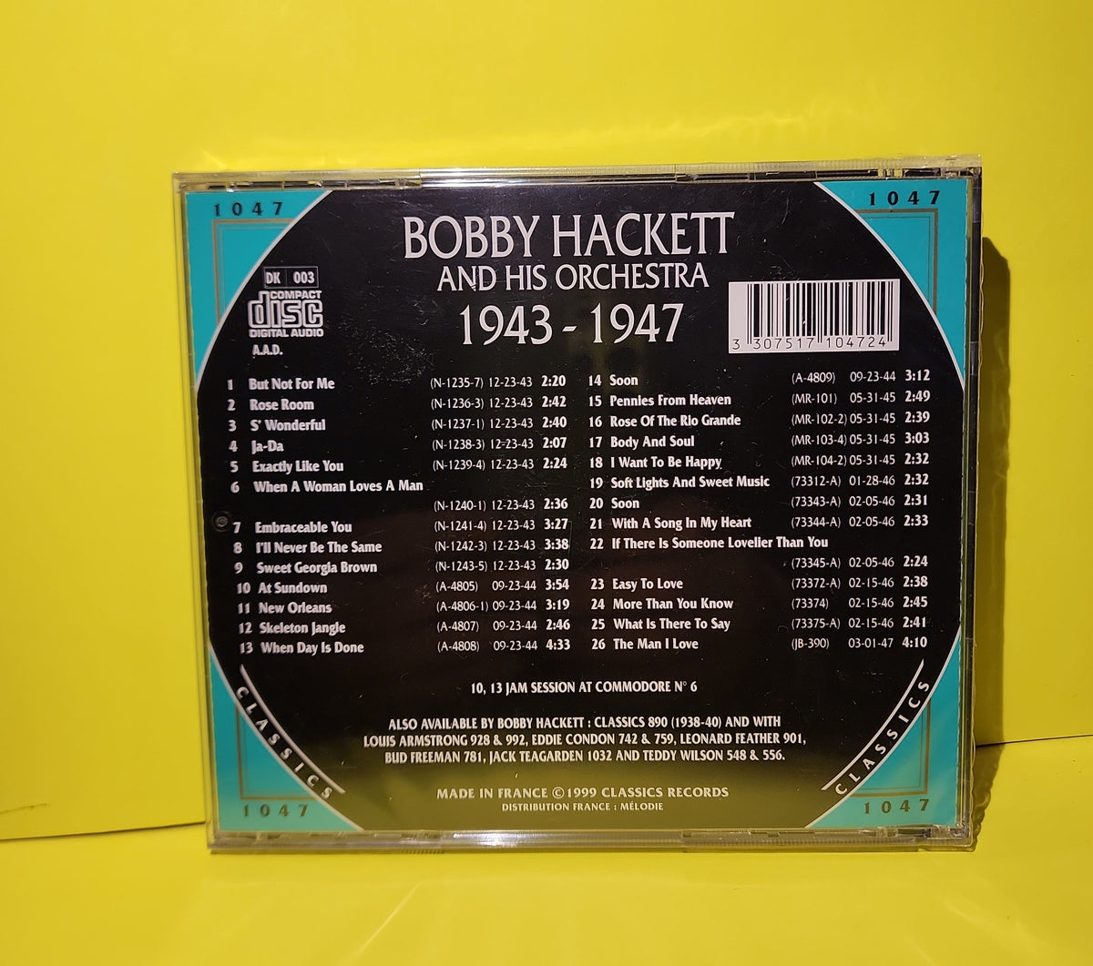 Bobby Hackett And His Orchestra - 1943-1947 - 1999 - CLASSICS 1047 New - Sealed - CDs