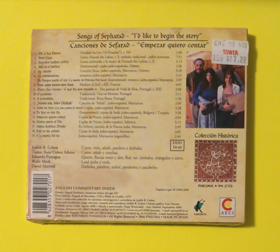 Judith R. Cohen, Eduardo Paniagua - Canciones De Sefarad - 2000 - PN 270 New - Sealed - CDs