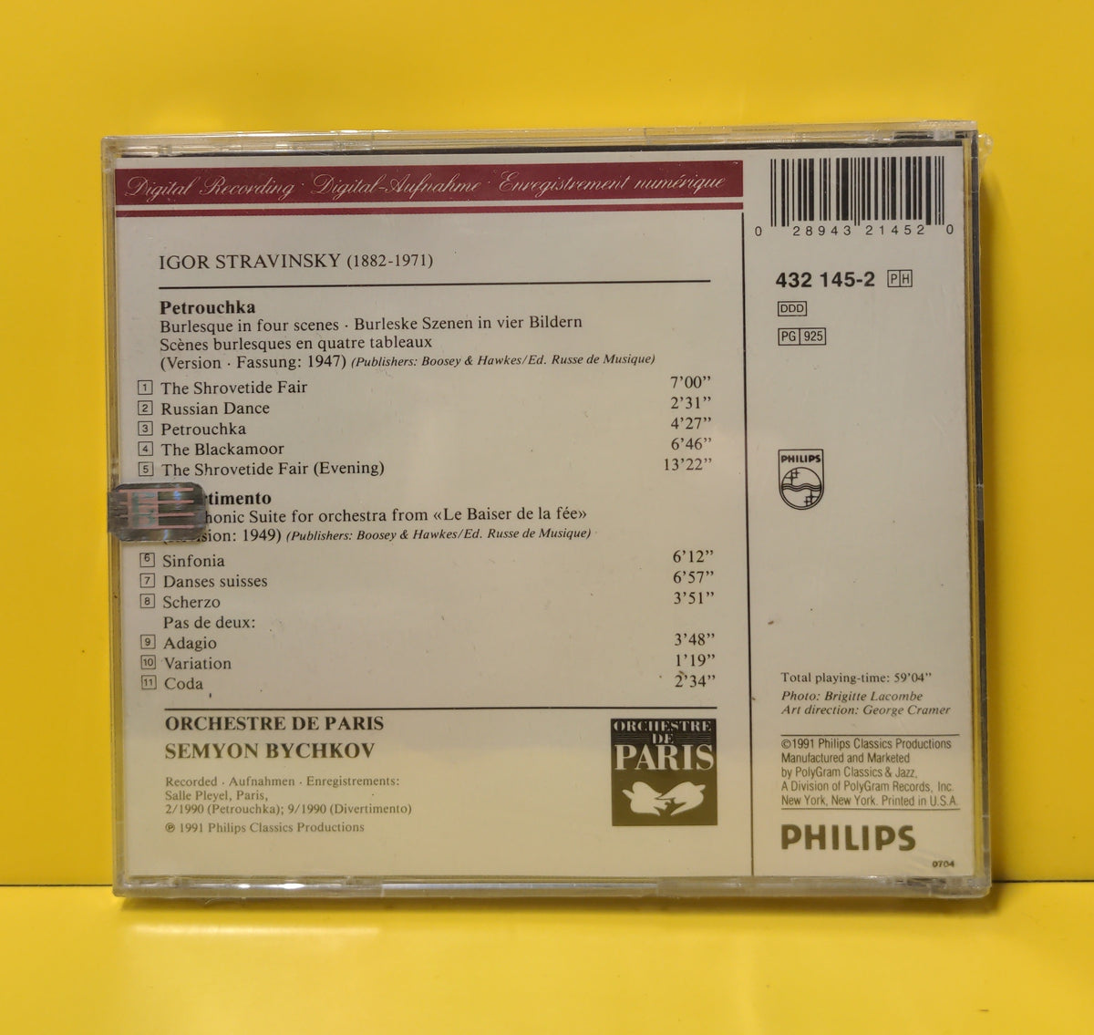 Stravinsky, Semyon Bychkov, Orchestre De Paris - Petrouchka / Divertimento "La Baiser De La Fée" - 1991 - 432 145-2 New - Sealed - CDs
