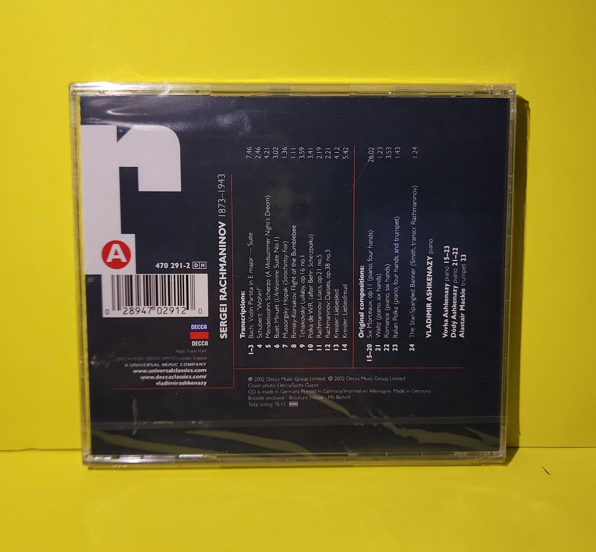 Vladimir Ashkenazy, Rachmaninov - Piano Transcriptions - 2002 - 470 291-2 New - Sealed - CDs