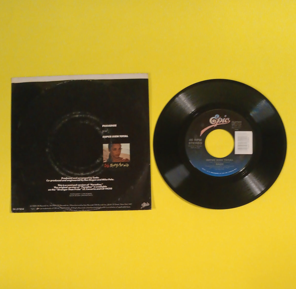 Sade - Paradise / Super Bien Total 7" - 1988 - 34-07904 Used - EX - Vinyl