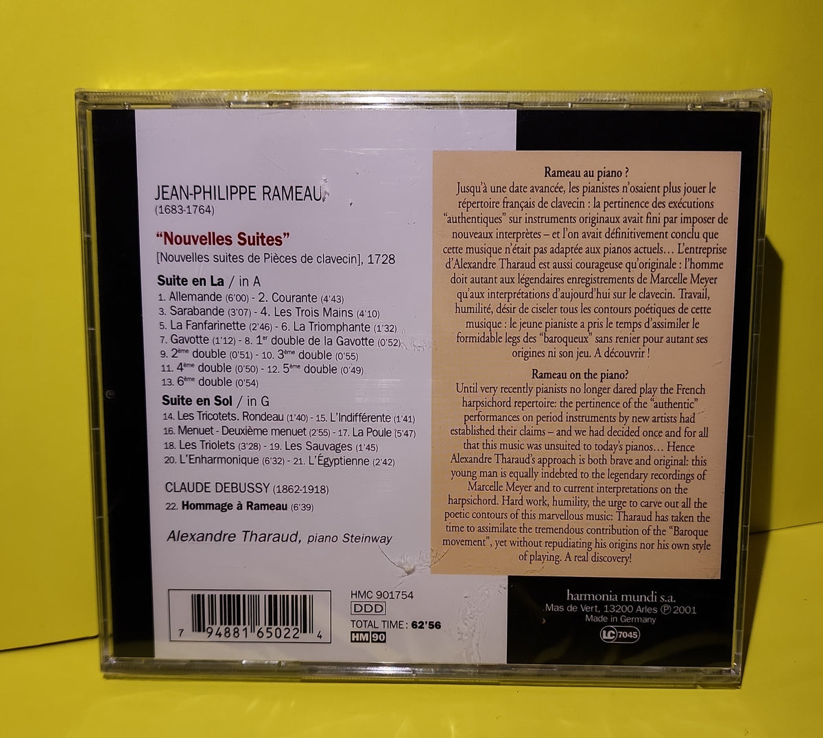 Rameau, Alexandre Tharaud - Nouvelles Suites - 2001 - HMC 901754 New - Sealed - CDs