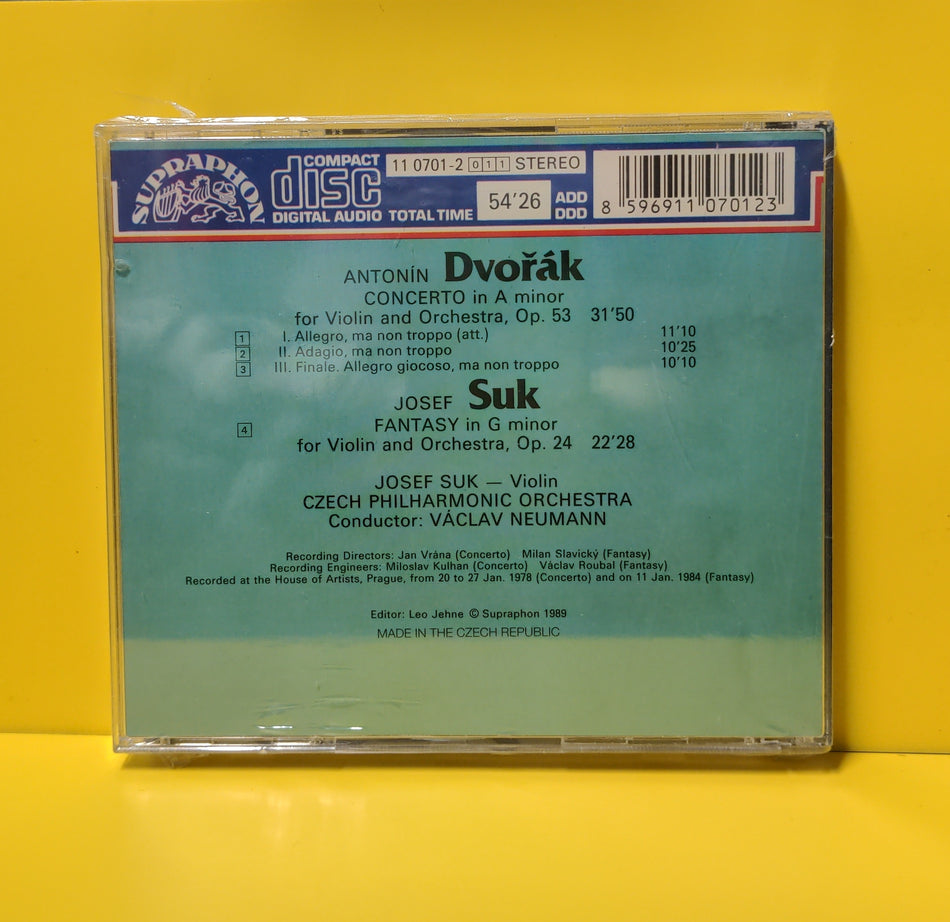 Dvořák / Suk – Josef Suk, Czech Philharmonic Orchestra, Václav Neumann - Violin Concerto / Fantasy - 1989 - 11 0701-2 011 New - Sealed - CDs