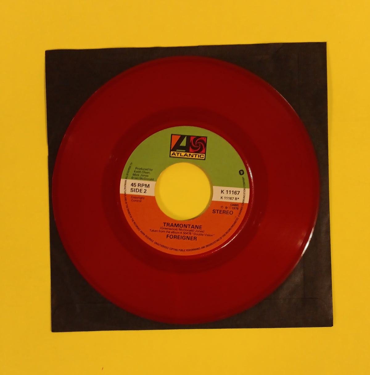 Foreigner - Hot Blooded / Tramontane (UK Red 7") - 1978 - K 11167 Used - VG++ - Vinyl