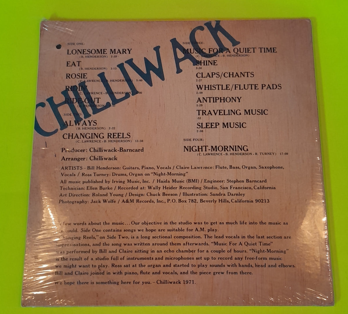 Chilliwack - Chilliwack - 1971 - SP 3509 New - Sealed - Vinyl