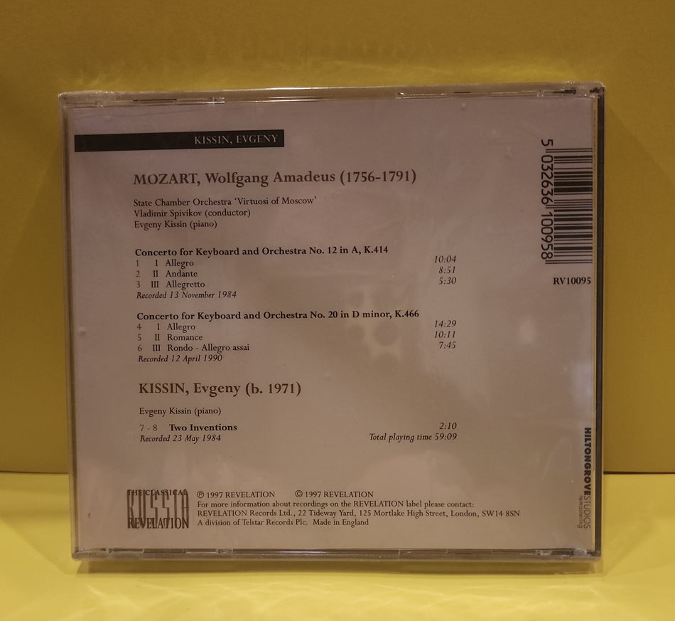 Evgeny Kissin, Mozart, Kissin - Piano Concerto No. 12 & No. 20, Two Inventions - 1997 - RV 10095 New - Sealed - CDs