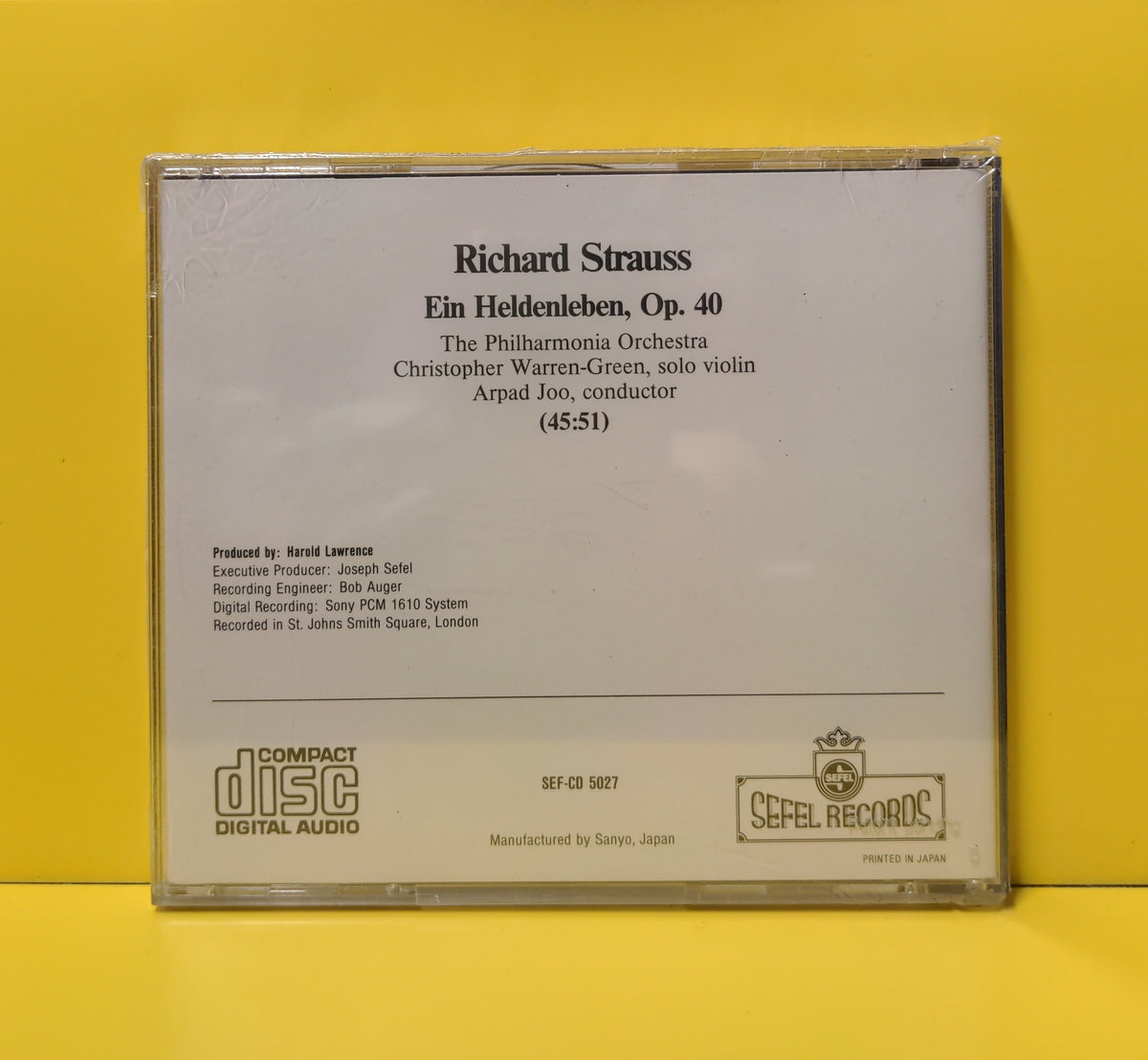Richard Strauss, Philharmonia Orchestra, Arpad Joo, Christopher Warren-Green - Ein Heldenleben, Op.40 - 1984 - SEF-CD 5027 New - Sealed - CDs